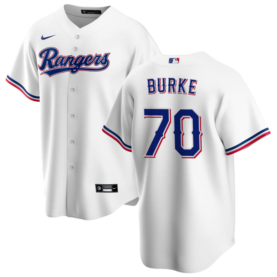 Nike Men #70 Brock Burke Texas Rangers Baseball Jerseys Sale-White
